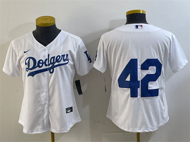Women's Los Angeles Dodgers #42 Jackie Robinson White Stitched Jersey(Run Small)